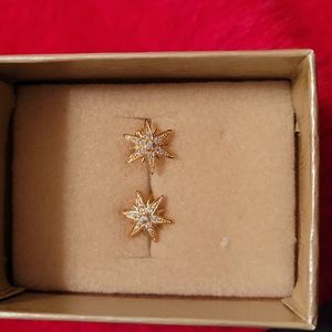 JTV Cubic Zirconia Starburst 14 k Gold over Sterling Silver Studs